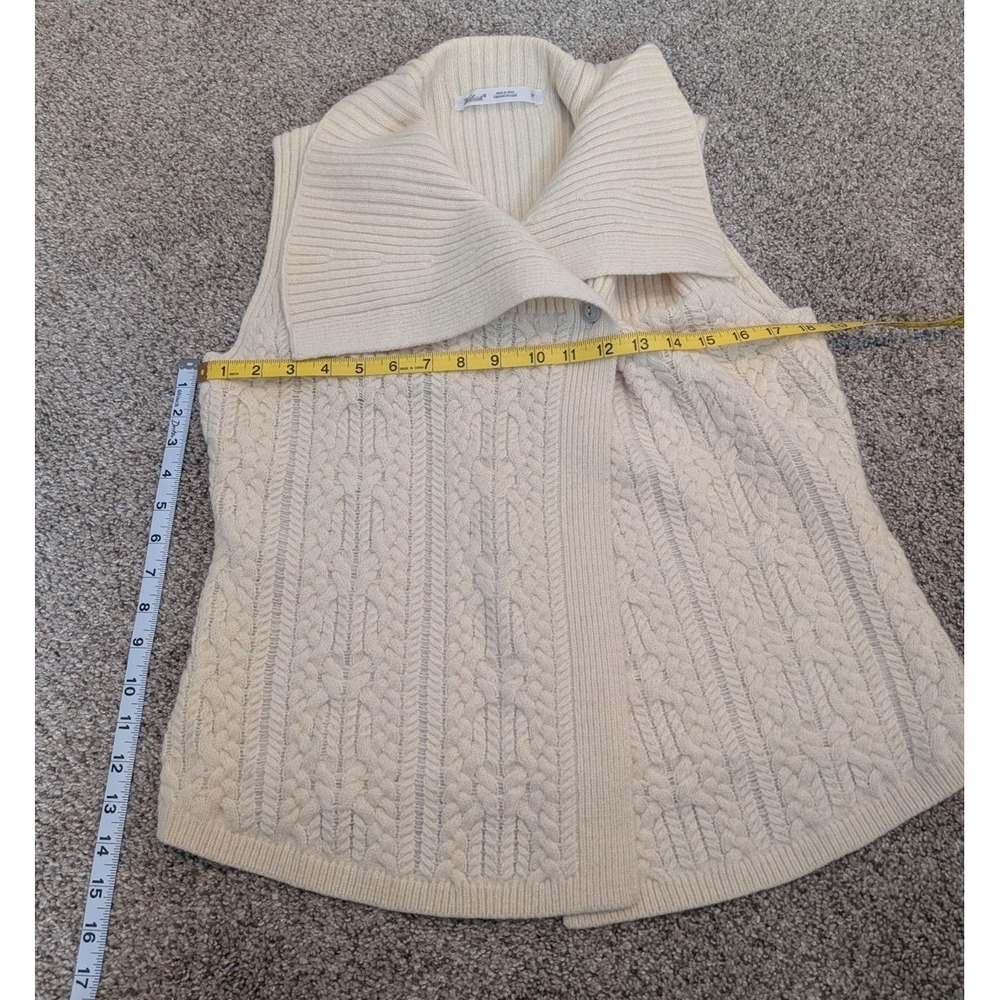 Woolrich Women's small Wool blend Cream Cable Knit Cowl Neck wrap Sweater Vest - Picture 3 of 9